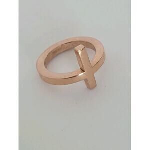 Folli Follie Rose Gold Side Cross Ring Size 56 US 7.5 Minimalistic Modern